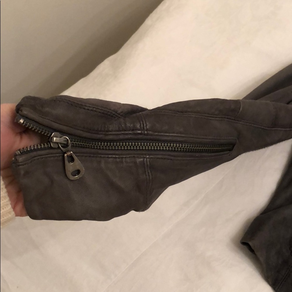 Gray Authentic Leather Jacket - image 2